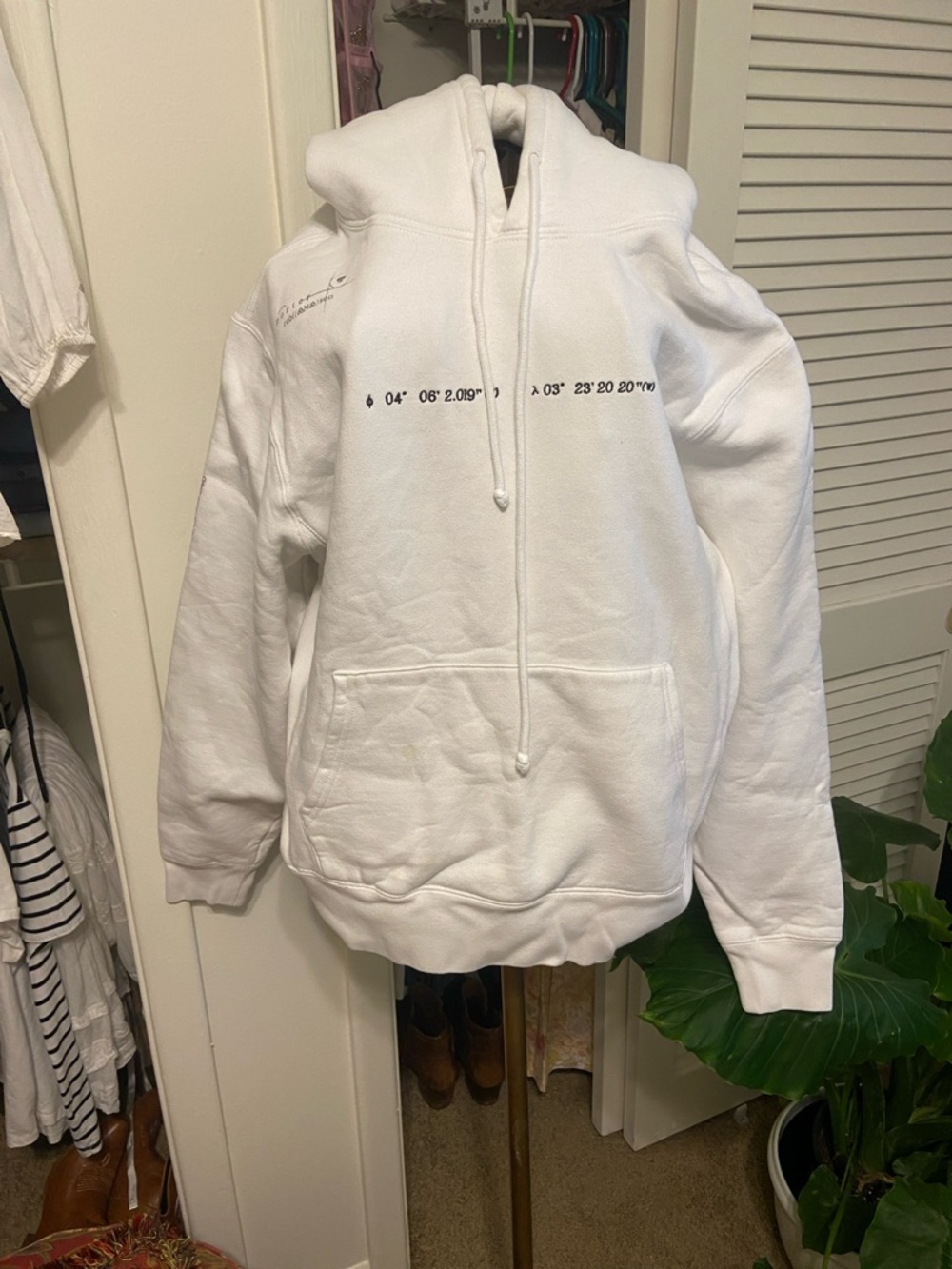 White Graphic Zip-Front Hoodie Sweatshirt